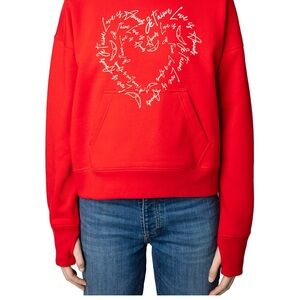 ZADIG & VOLTAIRE Mia Heart St-Valentin Hoodie Sweatshirt Size L